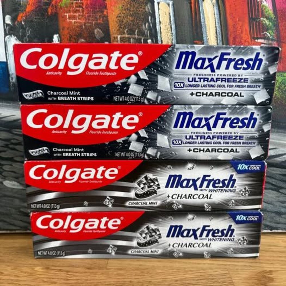 4-Pack Colgate MaxFresh Charcoal Mint Toothpaste 4 oz Mixed Bundle New
